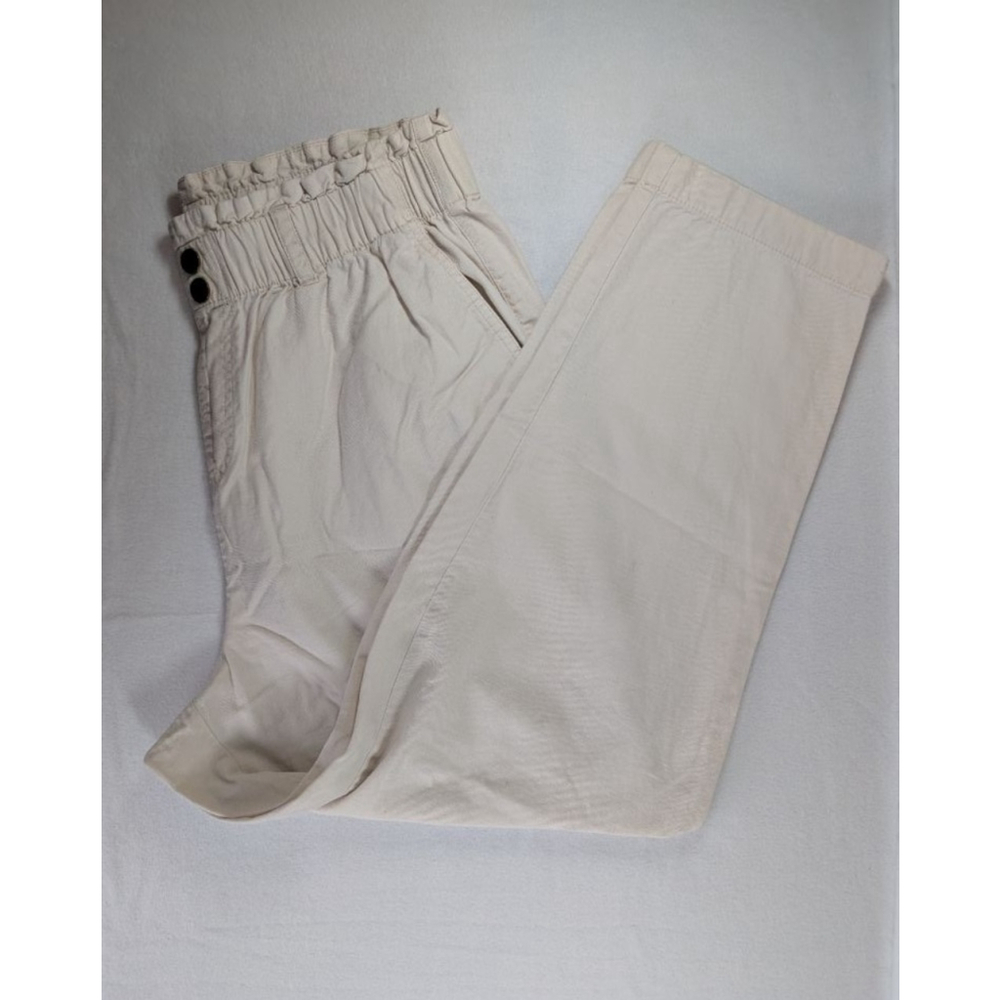 Women's LOFT Beige High Rise Paper Bag Straight‎ Leg Pants L